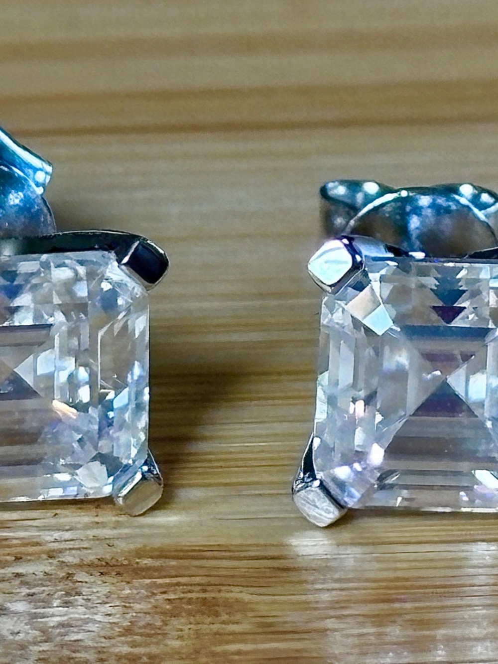 A perfect pair of 6ctw Asscher Moissanite studs in 935 Argentium silver! - Picture 6 of 15